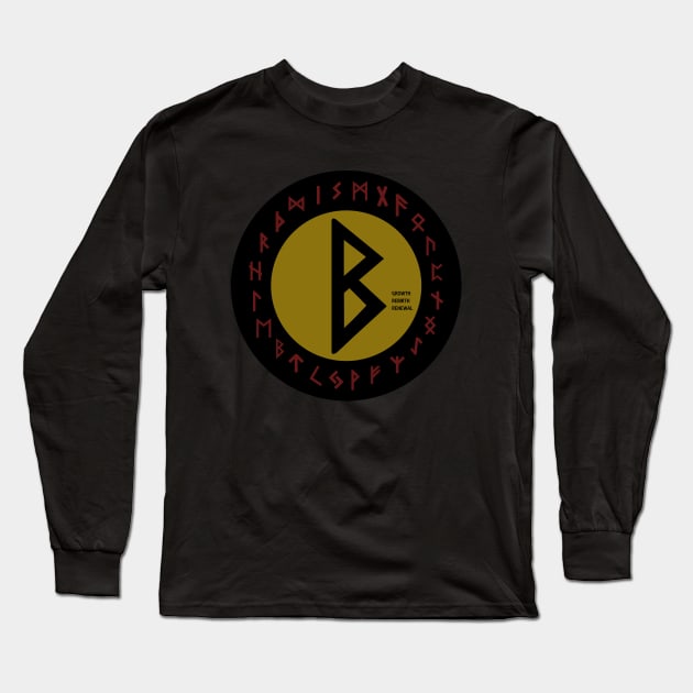 Yellow Berkana Futhark Rune Symbol Long Sleeve T-Shirt by DepicSpirit